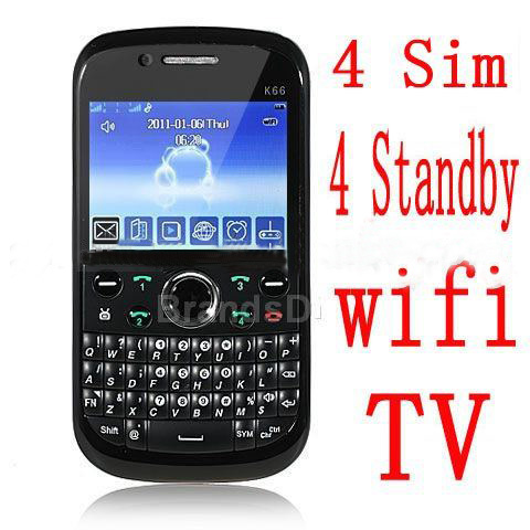 Wifi TV 4 Sim Cards 4 Standby FM Radio Quad-Band Cell Phones