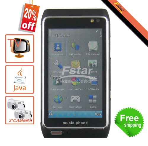 GSM Cell Phone with Quad Band TV JAVA 3.2" Touch Screen Dual Camera Dual Sim