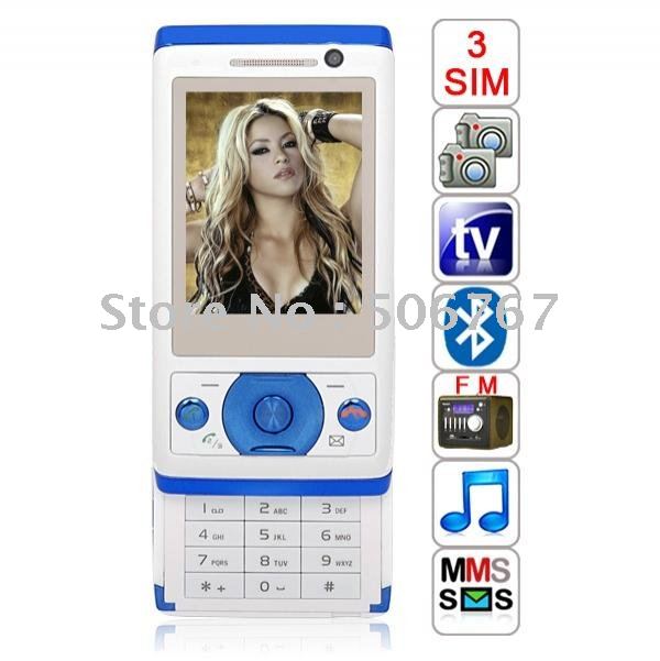 Three Sim Cards Three Standby Slide Quad Band Analog TV Camera Phones