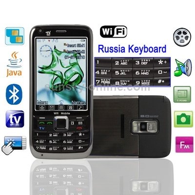 WIFI TV JAVA Russia Keyboard Flip Mobile Phone With Bluetooth FM