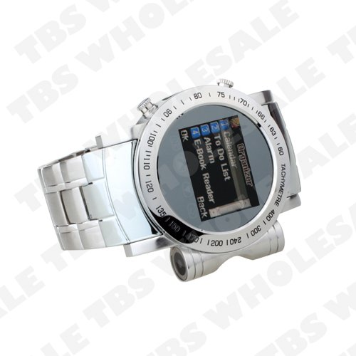 Silver Stainless Steel Quad Band Bluetooth Rotatable Wrist Watch Cell Phone