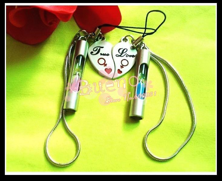 free shipping Hourglass cell phone chain Couples cell phone chain Male and female mobile phone pendant Romantic Hourglass